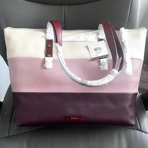 Brand new fossil jayda multi purple shoulder tote bag with tag